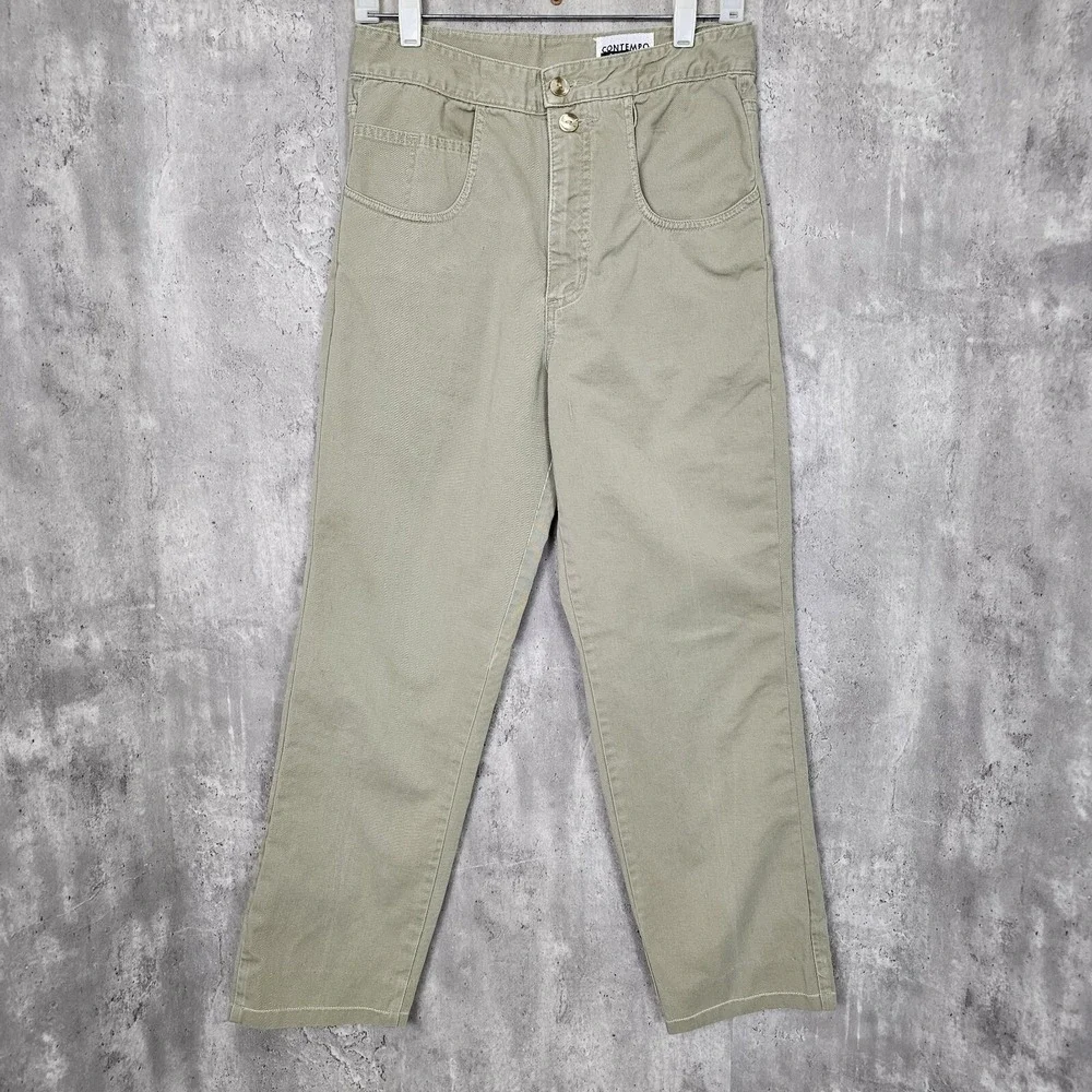 Vintage 90s‎ Contempo Casuals Khaki High Rise Wide Leg Pants Womens 28